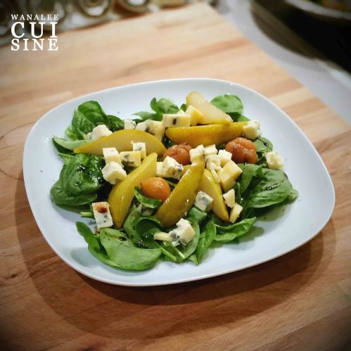 Salade épinards poires fourme d'ambert