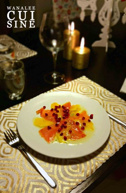 Carpaccio saumon fumé mangue