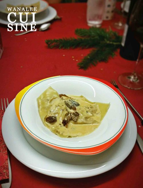 Ravioles ricotta châtaignes et morilles